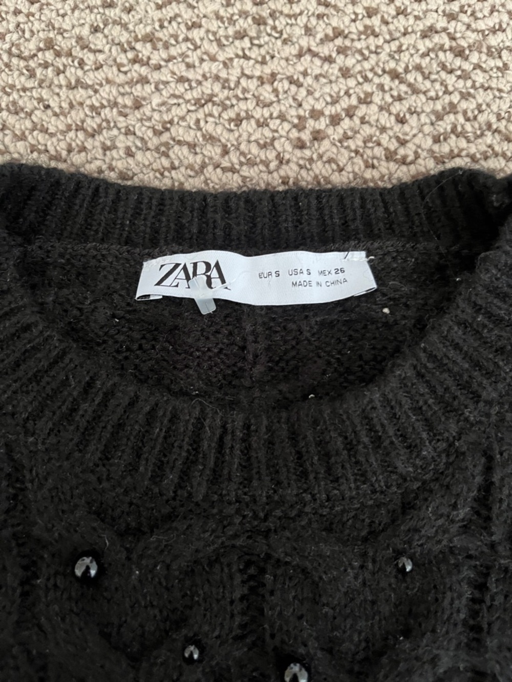 Zara black pearl sweater top - Picture 6 of 6